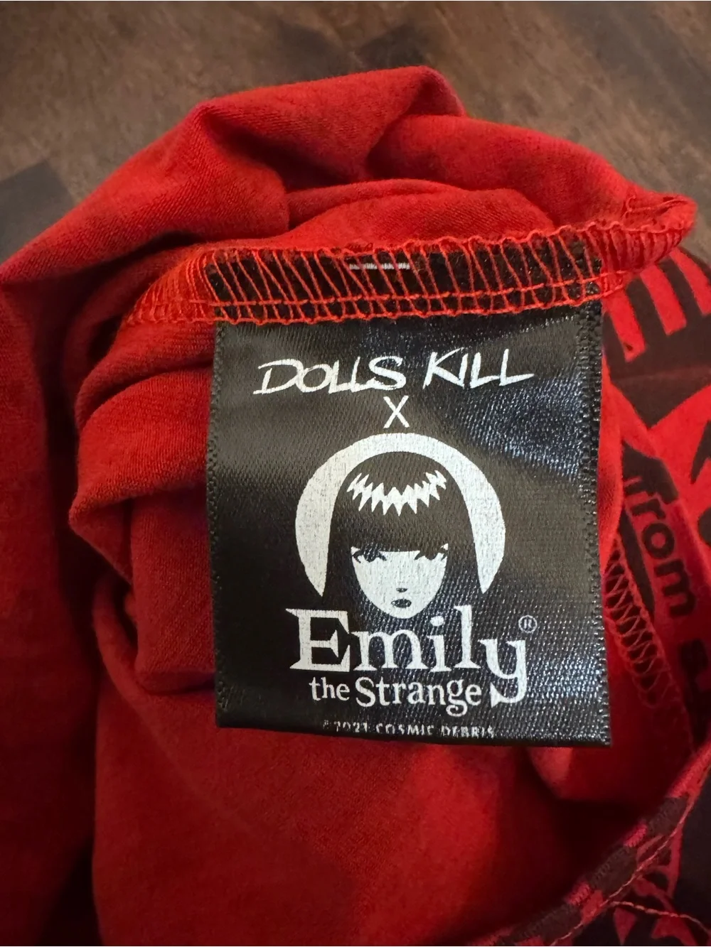 Dolls Kill x Emily the Strange Red Black Mini Dress L NWOT Goth Punk